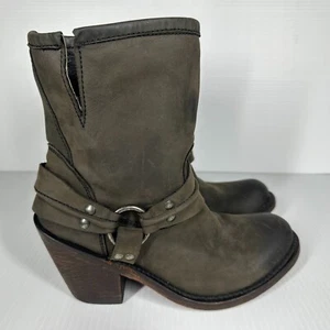 Independent Boot Company Leather Harness Gray Heel Whitney Ankle Boots - Size 8 - Imagen 1 de 8