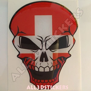 Pegatina Bandera Suiza Calcomanía Adhesiva Cráneo Resina Cúpula Coche Moto Tablet 3D - Imagen 1 de 3
