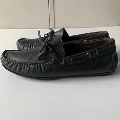 BACCO BUCCI Muse Black Leather Bow Loafers Driver Shoes Men's Sz 11 Made ITALY - Image 1 of 4