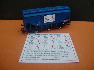  RETRODECAL '00' JOHNNIE WALKER GRAIN WAGON DECALS FOR LIMA,HORNBY E.T.C. - Image 1 of 2