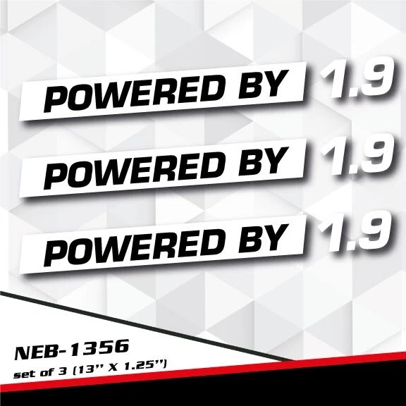 POWERED BY 1.9L Decal Sticker for Golf Jetta Vitara Astra Audi A3 SX4 NEB-1356 - Image 1 of 1