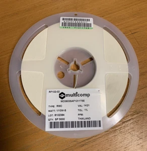 MULTICOMP MC0603SAF1211T5E RESISTOR, THICK FILM, 1.21KOHM, 100mW, 1% (5000pcs) - Picture 1 of 3