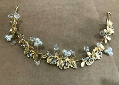 Beautiful bridal wedding handmade rhinestone gold hair comb accessories ha1909 - Image 1 of 3