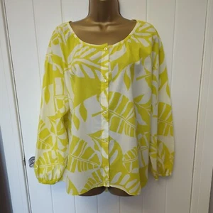 F&F GREEN MIX FLORAL ABSOLUTELY STUNNING OVERSIZED 💯 COTTON TOP BLOUSE - Picture 1 of 8