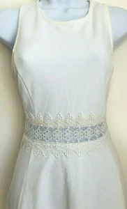 Iris Los Angeles Fit & Flare Dress X-Large White Lace Peekaboo Waist Sleeveless  - Picture 1 of 7
