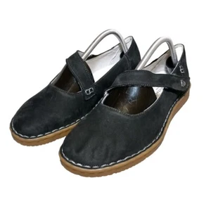 Eric Michael Mujer EE. UU. 10 Zapatos Negro Nubuck Gamuza Cuero Mary Jane Pisos Italia  - Imagen 1 de 12