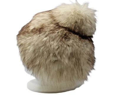 Stylish and Luxurious Vintage Russian Styled Real Fox Fur Hat Cream & Brown Tips - Image 1 of 4
