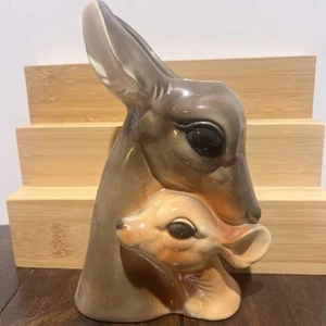 Vintage Royal Copley 1950's Deer with Fawn Vase Planter 9.25" Tall MCM Ceramic - Picture 1 of 6