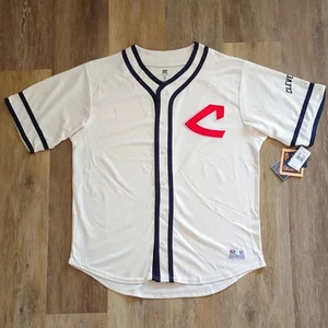 NWT MLB True Fan Cooperstown Collection Cleveland Guardians Jersey Ivory Size L - Picture 1 of 8