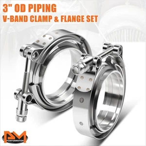 3" OD Piping Stainless Steel V-Band Clamp & Male/Female Band Flange Set 2Pcs - Picture 1 of 6