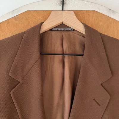 VTG Ermenegildo Zegna Blazer Mens 40S Brown 1 Button Wool Blend Relaxed 90s - Image 1 of 4