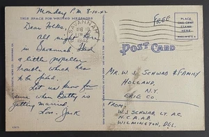 Savannah, Georgia Post Card - mailed Aug 10, 1942, to Holland, N.Y. - free frank - Picture 1 of 2