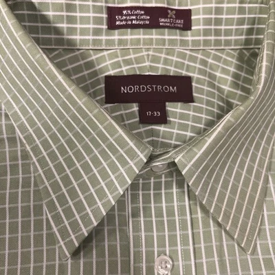 Camisa de vestir Nordstrom patrón geométrico 17-33 algodón cuidado inteligente sin arrugas Foto 1 de 4
