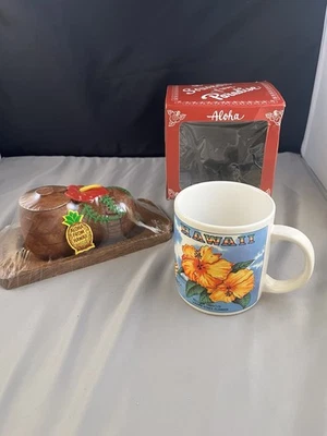 Taza retro hawaiana y decoración de madera Aloha recuerdo, regalo hawaiano Foto 1 de 4