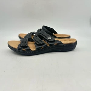Sandalias para mujer Clarks Collection talla 9 negras de cuero cómodas acolchadas - Imagen 1 de 4