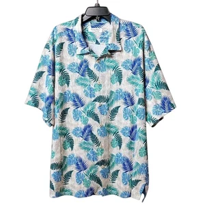 Tommy Bahama Tropical Palm Pattern Short Sleeve Button Up Shirt Mens Size XXL - Picture 1 of 9