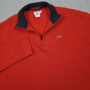 Lacoste Sweater Men 2XB Orange Crocodile Quarter Zip Pullover Stretch Jumper - Picture 1 of 11
