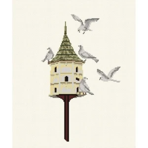 Cross-stitch kit Pigeon house 592 Thea Gouverneur Linen - Picture 1 of 6