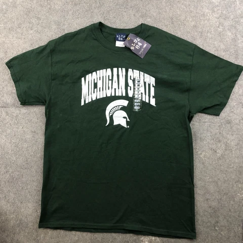 Michigan State Spartans Shirt Mens Large Green Spell Out Crewneck Graphic NCAA Cover