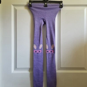 Target Girl's Tights 7-10 Purple Pink Bunny Glasses New Cute Scene Stretch - Picture 1 of 5