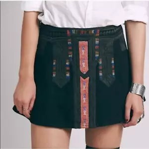 Free People New Romantics Minirock Tribal Cheer Azteken schwarz XS bestickt - Bild 1 von 11