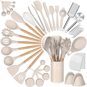 Silicone Cooking Utensils Set, 43Pcs Non-Stick Heat Resistant Kitchen Utensil... - Picture 1 of 7