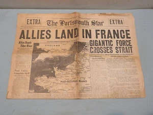 Vintage The Portsmouth Star June 6, 1944 D-Day Newspaper, Allies Land In France - Picture 1 of 3