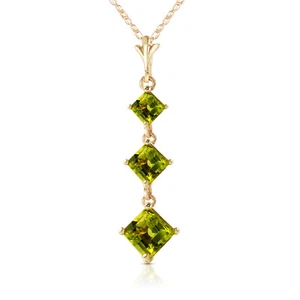 14K. SOLID GOLD NECKLACE WITH NATURAL PERIDOTS (Yellow Gold) - Picture 1 of 5