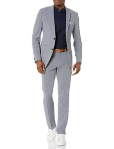 Perry Ellis Tuta TECH Uomo Slim Fit Lavabile in Lavatrice, Grigio Medio, 44 Lunga - Foto 1 di 14