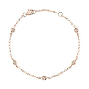 14K Rose Gold Diamonds By The Yard Bracelet Station Bezel Set 0.10 CT Natural - Picture 1 of 5