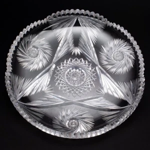 Amerikanische Brillant Periode ABP runde geschliffene Kristallschale flach 12" breit - Bild 1 von 7