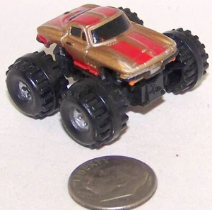 Small Micro Machine Monster Truck Chevy 1964 Corvette in Gold (Color) & Red Trim - Picture 1 of 3