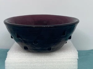 Blenko dark amethyst handblown 1996 hobnail art glass bowl - Picture 1 of 5