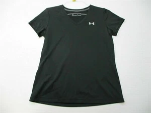 UNDER ARMOUR Shirt Women's Size SM Petite Athletic Loose Fit Charcoal Gray Mesh - Picture 1 of 7