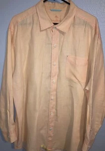 Tommy Bahama Relax weiches orangefarbenes Langarmhemd aus 100 % Leinen mit Knopfleiste XL - Bild 1 von 7