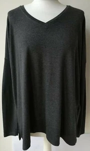 OPUS SILKE TOP EU36 UK8 charcoal grey v neck long sleeve side slit casual... - Picture 1 of 8