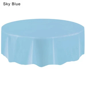 213cm Diameter Solid-colored Plastic Tablecloth Disposable Round Table Cover - Picture 1 of 11