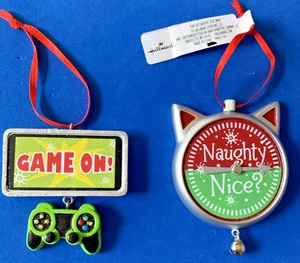 Hallmark Naughty/Nice Spinner Ornament New w/Tag & Hallmark "GAME ON" Ornament - Picture 1 of 6