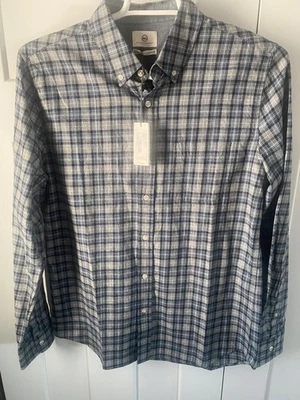 Camisa AG Adriano Goldschmidt abotonada nueva con etiquetas a cuadros azul marfil talla mediana Foto 1 de 4