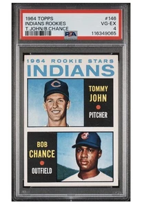 1964 TOPPS #146 INDIANS ROOKIES T. JOHN/B. CHANCE PSA 4 VG-EX - Picture 1 of 2