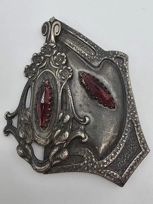 Antiguo Cinturón Art Nouveau Hebilla Tono Plata Diseño Floral Calado Foto 1 de 4