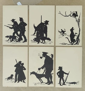 CACCIA HUNTING SILHOUETTE-LOTTO 6 CARTOLINE-D10-191 - Picture 1 of 1