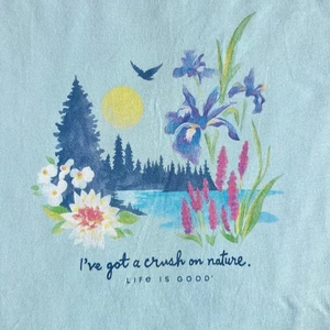 Camiseta para mujer XXL Life Is Good SS Crusher Lite azul aguamarina claro 100 % algodón nueva sin etiquetas - Imagen 1 de 8