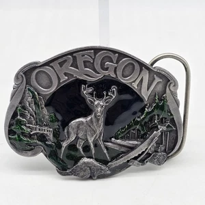 Hebilla de cinturón Siskiyou Oregon ciervo castor Multnomah caídas tala vintage 1984 - Imagen 1 de 12