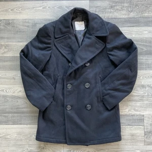 US Navy Wool Peacoat Overcoat Men’s 38R Navy Double Breasted Anchor Button USN - Picture 1 of 11