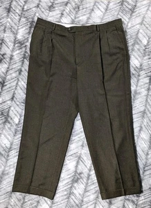 Zanella Platinum Bennett LNG Loro Piana Zelander Merino Brown Pleated 42 X 28 - Picture 1 of 12