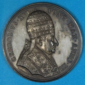 GREGORIO XVI MEDAGLIA ANNUALE 1833 A. III° ROMA SILVER ARGENTO MEDAGLIE - Foto 1 di 2