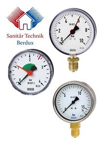 Manometer Heizung Druckanzeige Rohrfedermanometer 2,5 - 25 bar  Hinten/Unten NEU