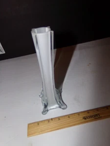 Clear Art Glass Bud Vase- Handblown Stretched Glass - Picture 1 of 2