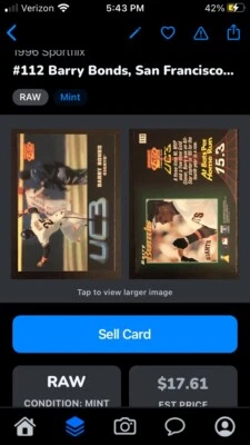 Barry Bonds 1996 Pinnacle Sport Flix UC3 Rare 3-D Card Mint MLB SF Giants - Image 1 of 4